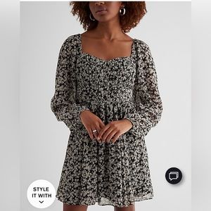 Express Long Sleeves Mini Babydoll Dress Size S New With Tags